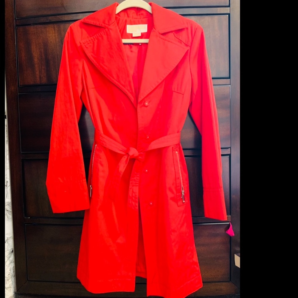 Michael Kors red trench coat 🧥